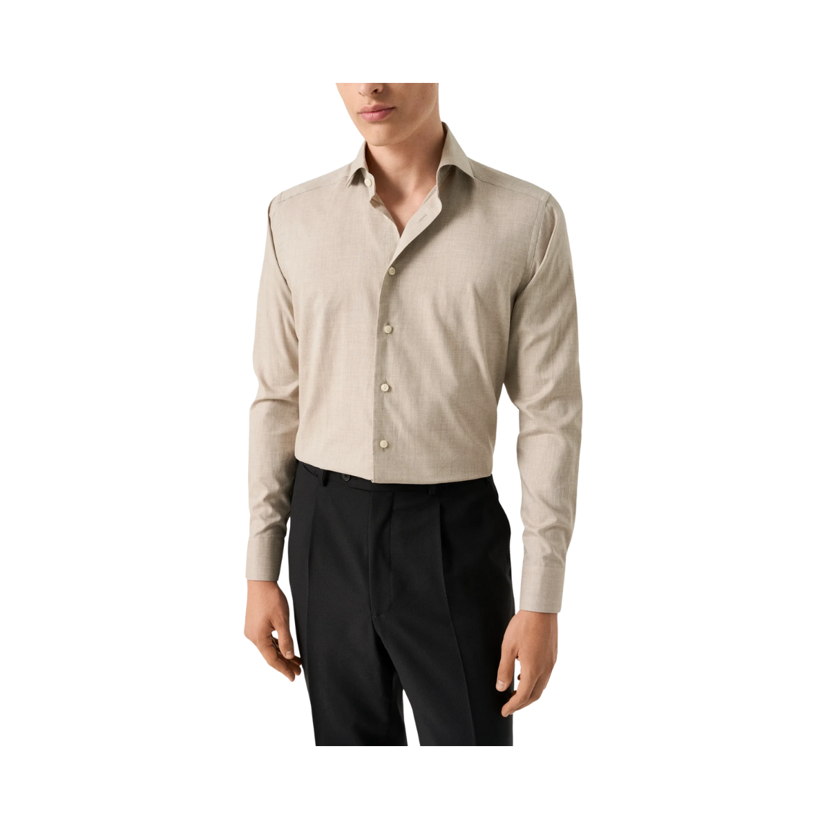 Solid Signature Flannel Shirt - Beige