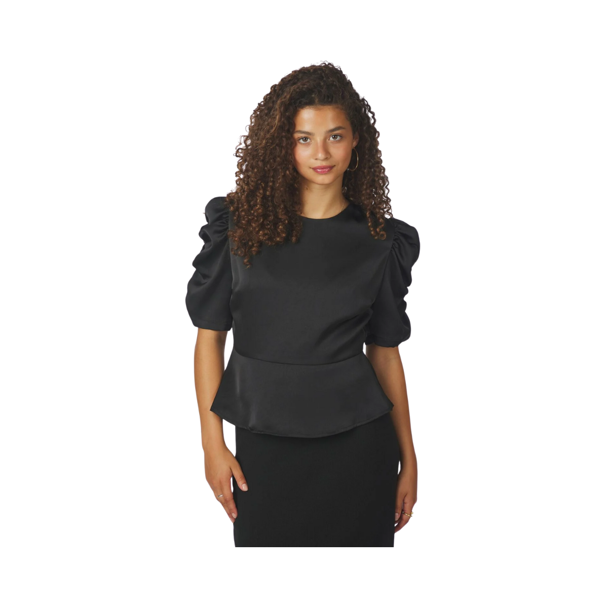 Benua Heavy Sateen Blouse - Black