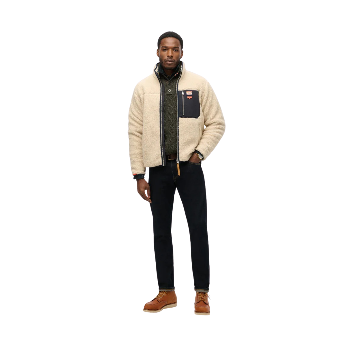 Vintage Retro Full Zip Fleece - 1LG Oatmeal Beige