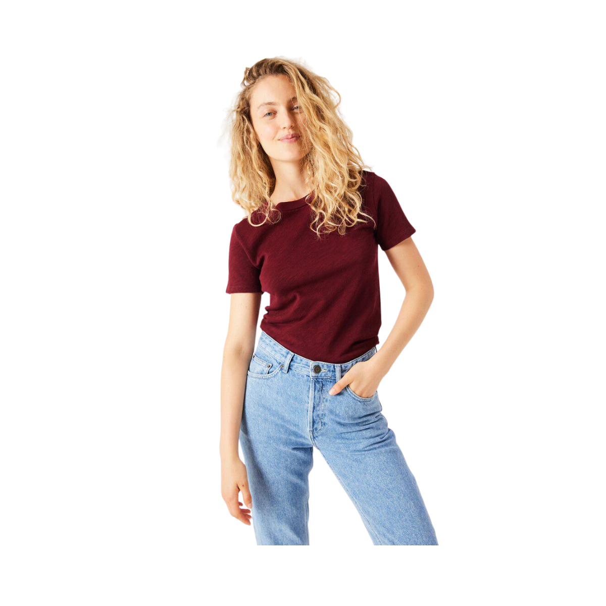 T-Shirt Ajuste Mc Col Rond - Cerisier Vintage