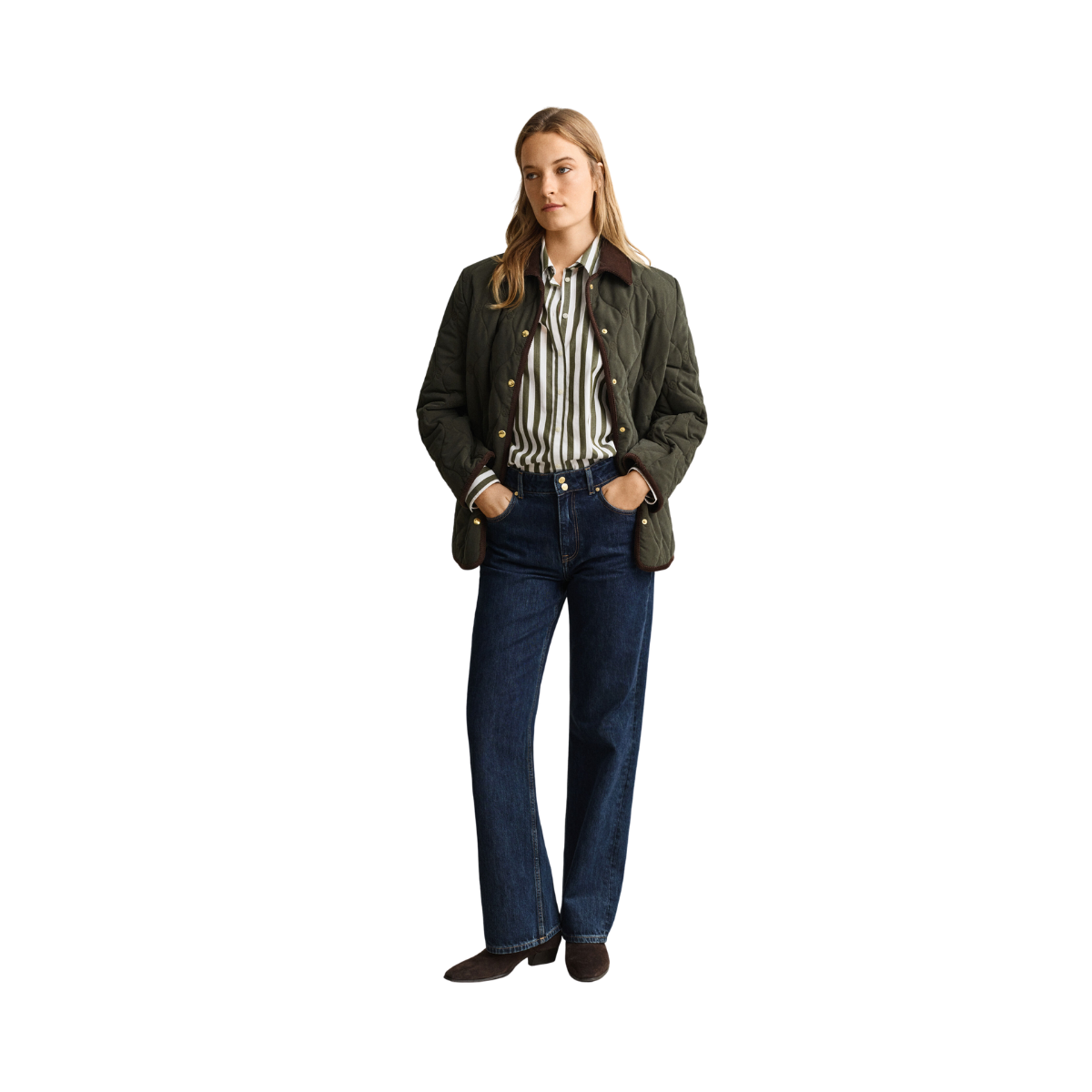 Rel Striped Classic Poplin Shirt - Country Green
