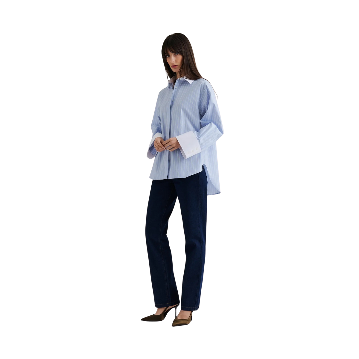 Classic Poplin Shirt - Light Blue Stripe
