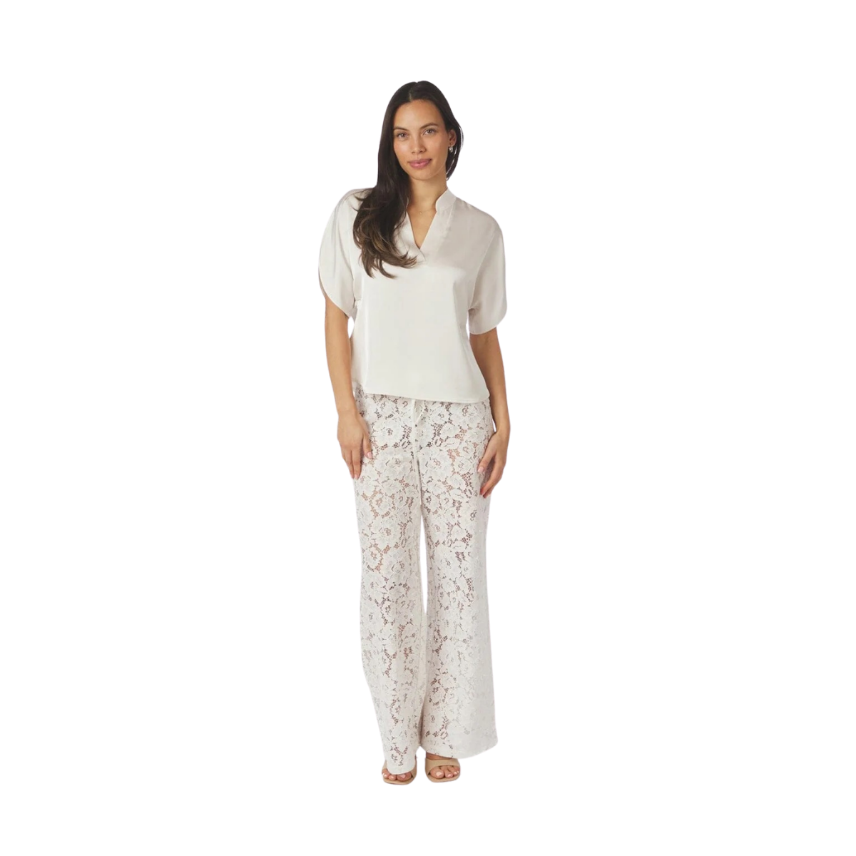 Anelle Heavy Sateen Blouse - Pearl