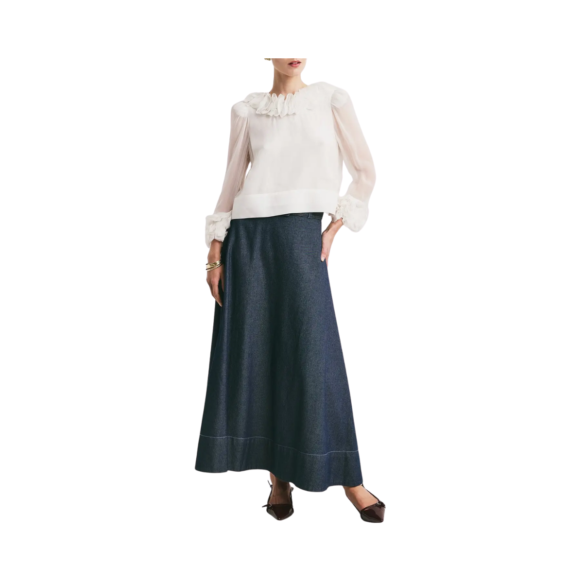 Organza Frilly Top - Vintage White