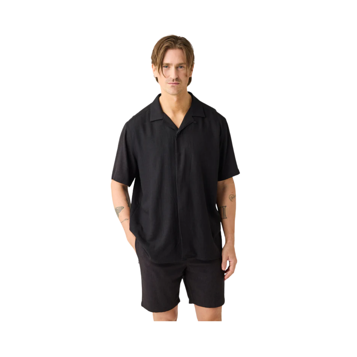 Linen-Mix Shirt - Black Jet