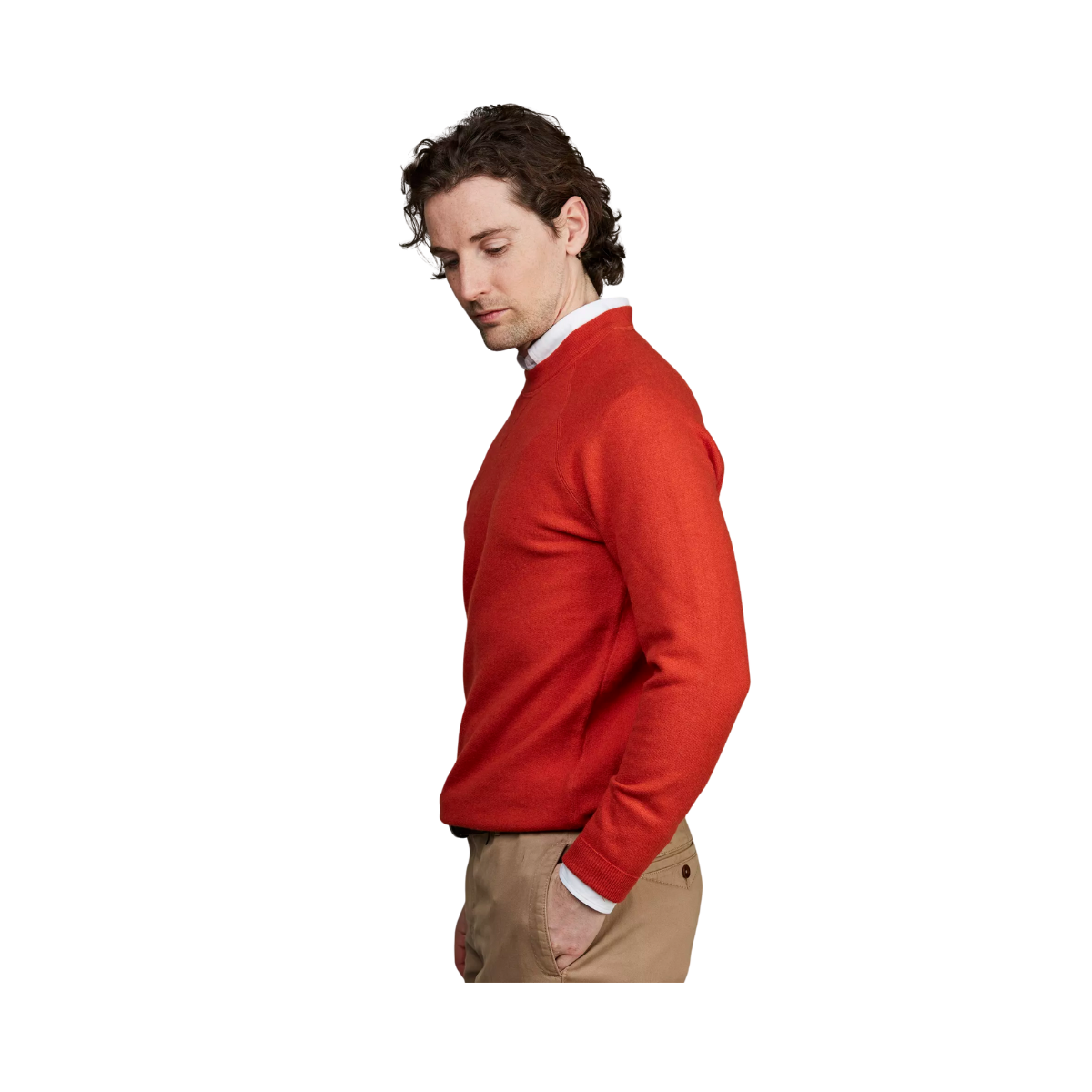 Crew Neck College Sweater - Light Peach