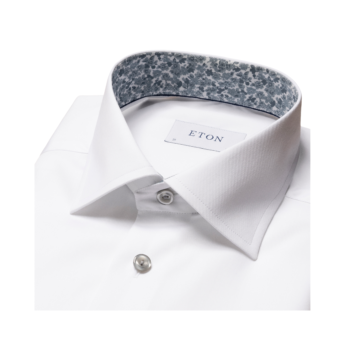 Cut Away Slim Floral Print Poplin Shirt - White