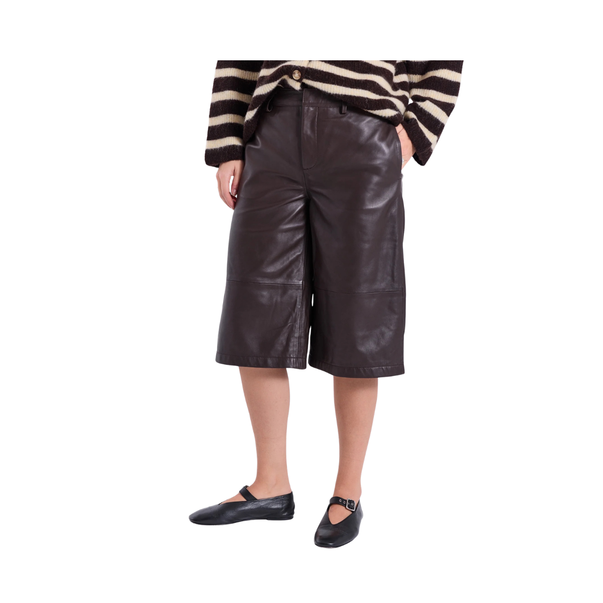 Monica Bermuda Leather Shorts - Dark Brown