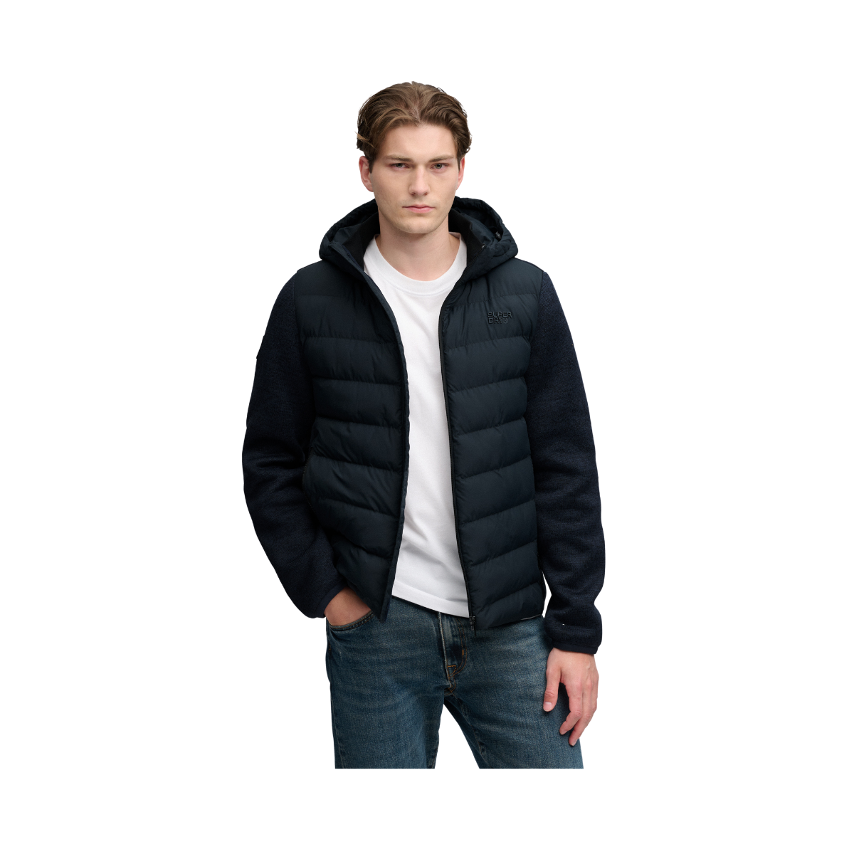 Hooded Storm Knit Hybrid Jkt - Eclipse Navy