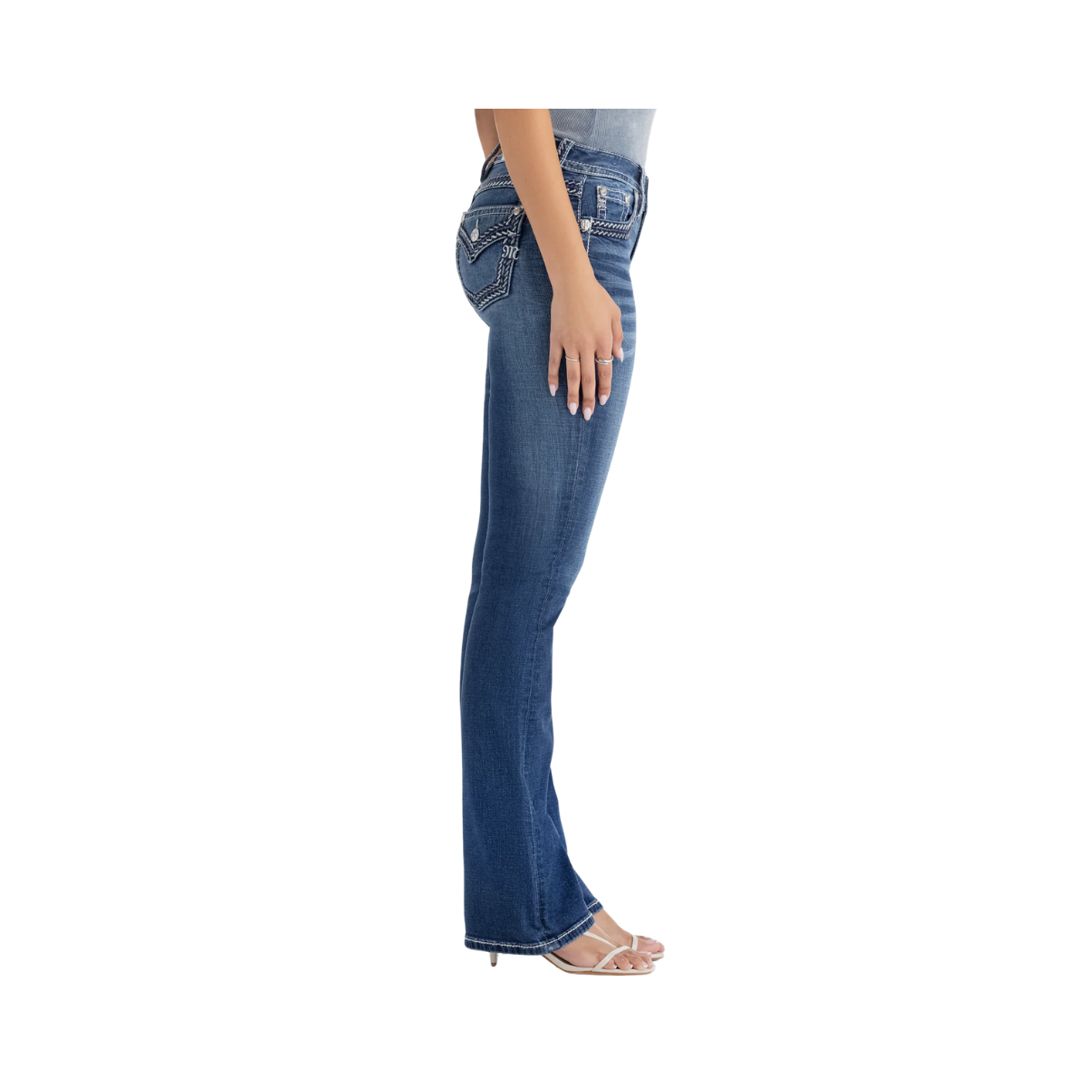 Caroline Stitched Bootcut Jeans - Med/dark Wash&nbsp;