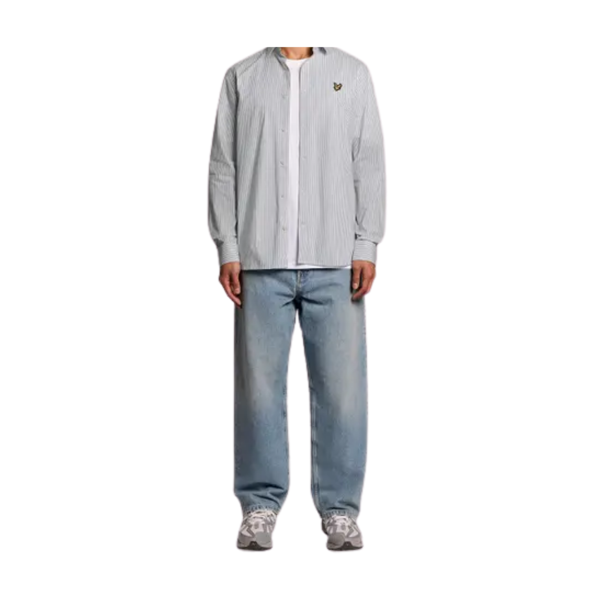 Twin Stripe Shirt - White/ Dark Navy