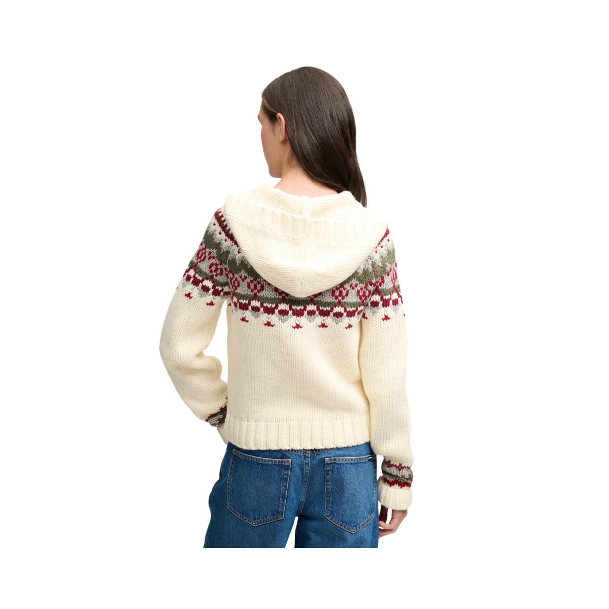 Fairisle 1/2 Button Hoodie - 1GP Ecru Multi