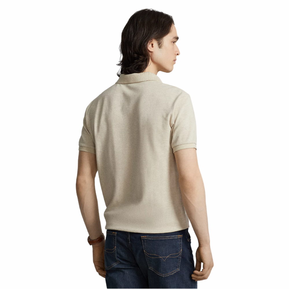 Custom Slim Fit Mesh Polo Shirt - Beige