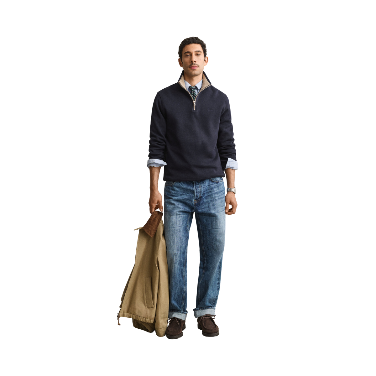 Sacker Rib Half Zip - Evening Blue