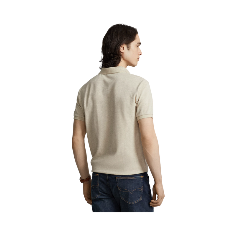 Custom Slim Fit Mesh Polo Shirt - Beige