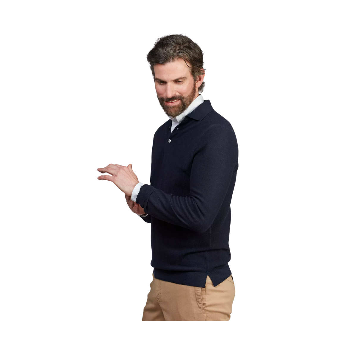 Merino Structure Polo - Navy