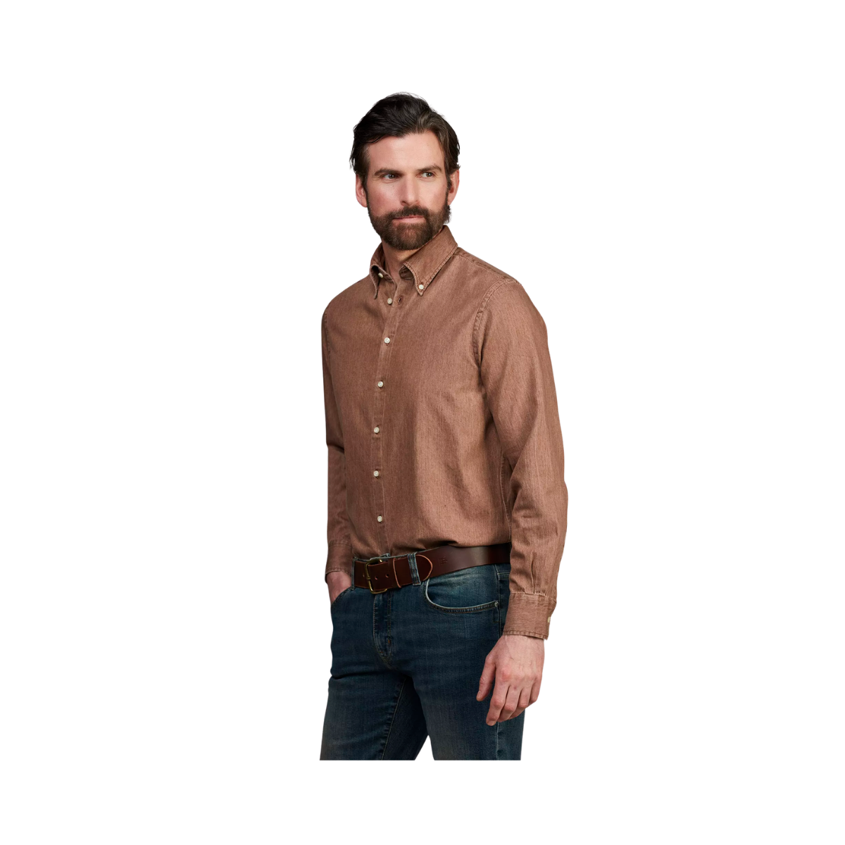 Zac Clrd Twill Denim Shirt - Rustic Brown