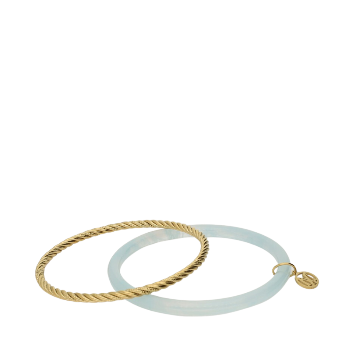 Bangle Set Thin Light Blue - Gold