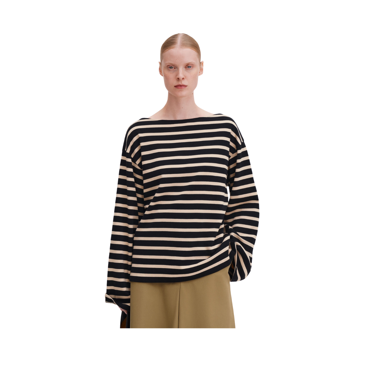 Cotton Mariner Top - Black/Pearl Beige