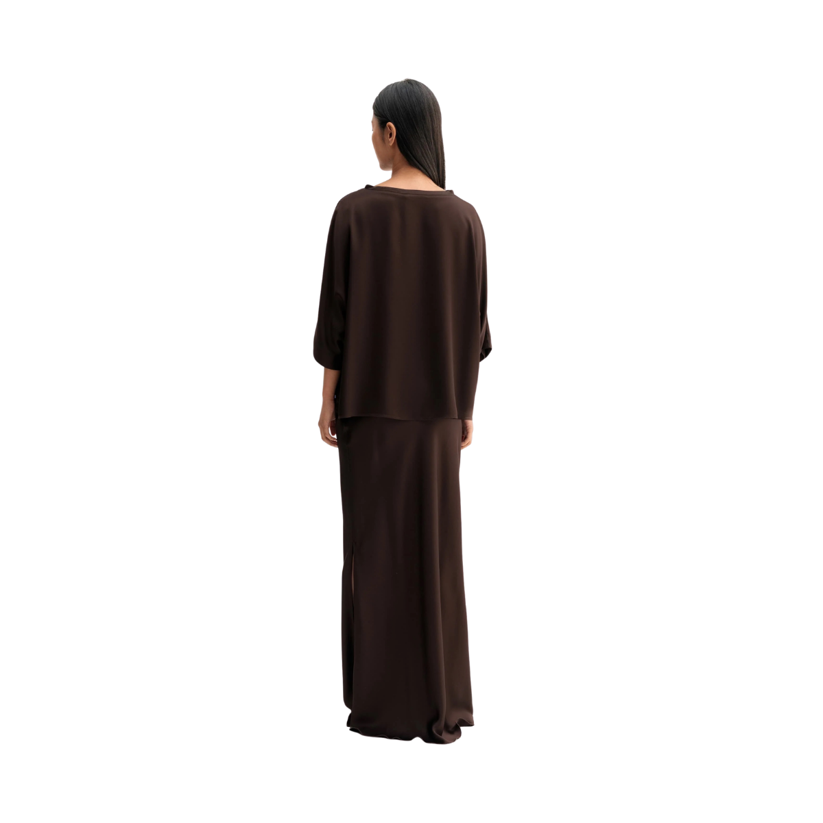 Hana Long Logo Skirt - Dark Brown