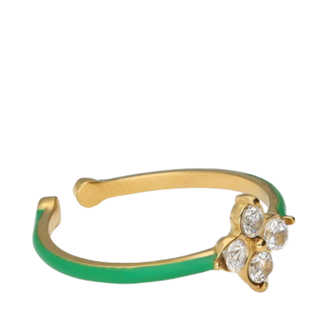 Ring Fine Green Clover Strass - 1200 Gold
