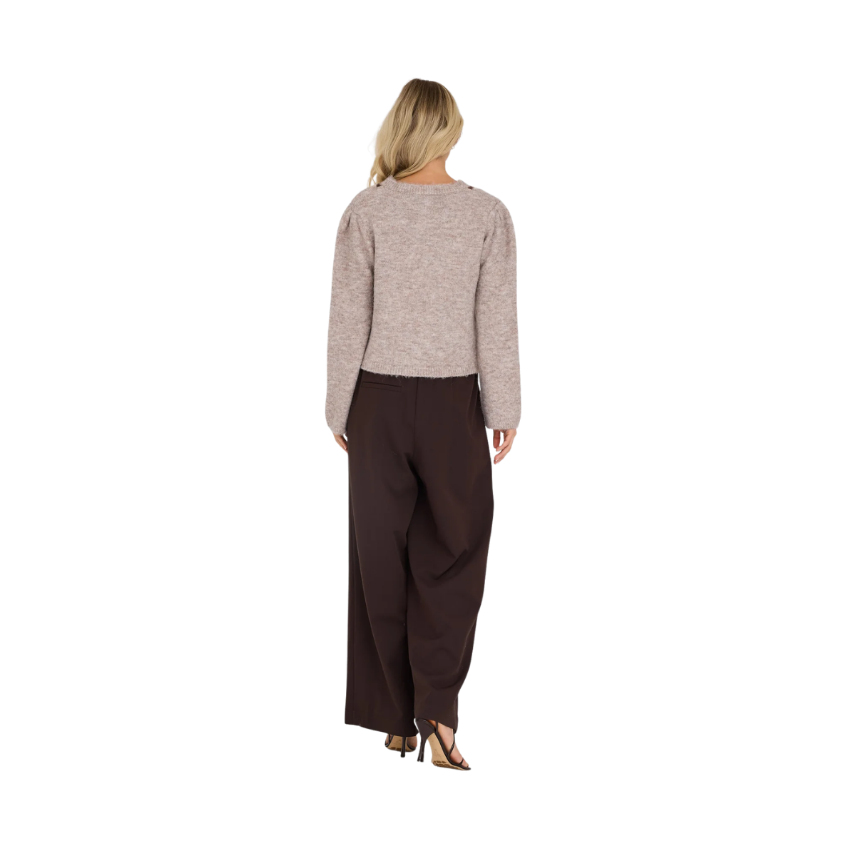 Alisa Knit Cardigan - Brown/White
