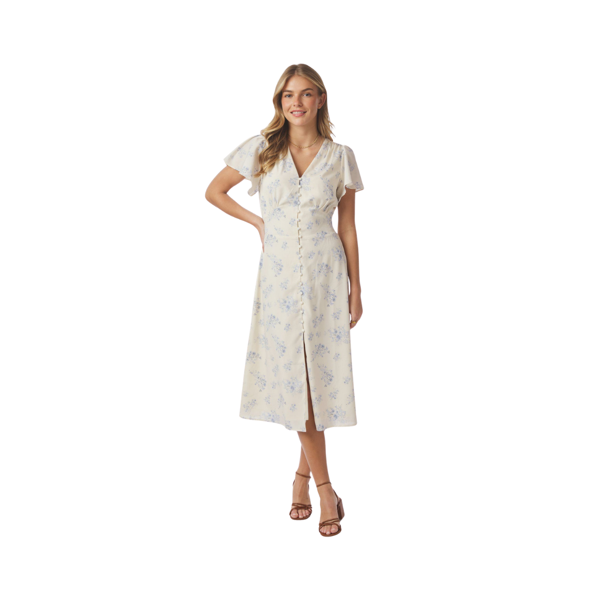 Eleni Delicate Flower Dress - Creme