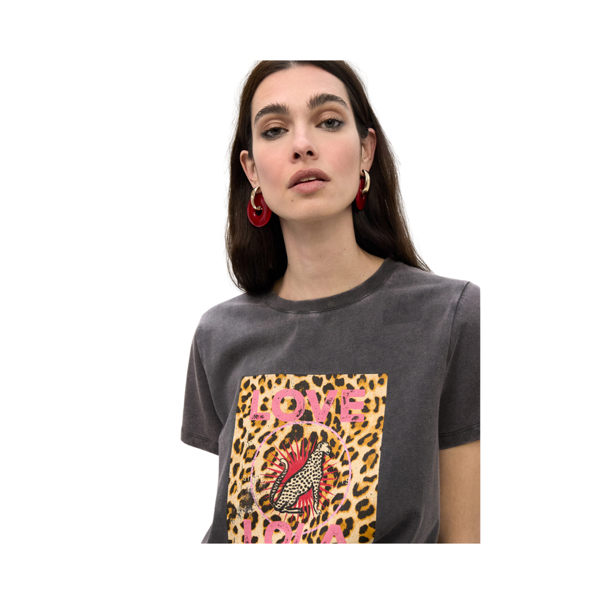 Love Lola Leopard T-shirt - Dark Grey