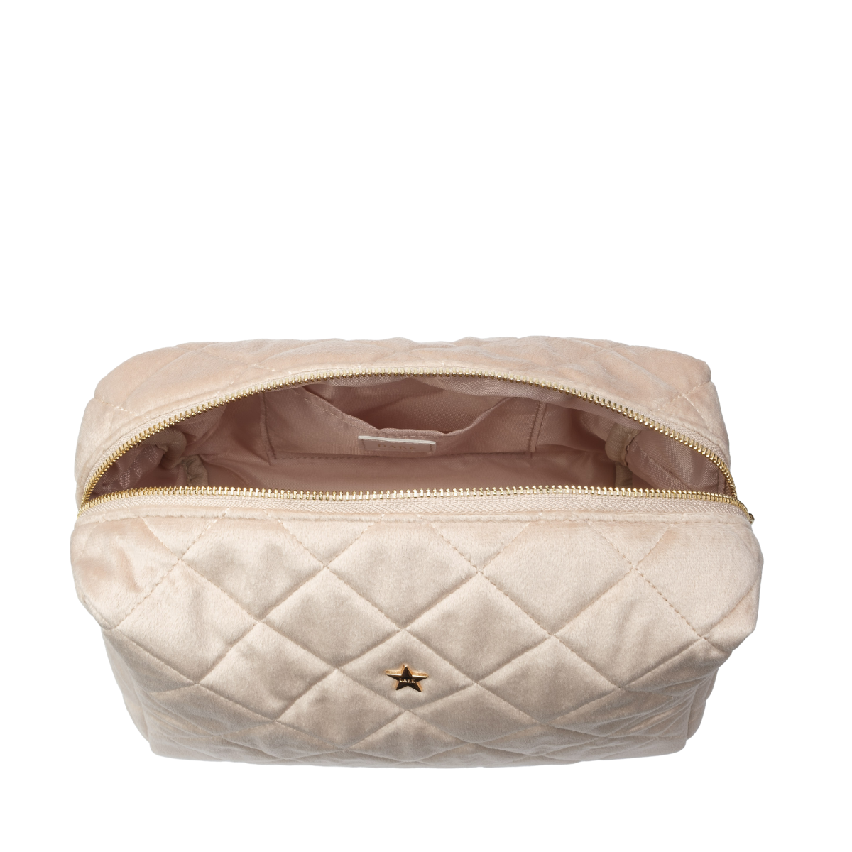 Velvet Square Quilted Make-Up Pouch Small - Dark Sand