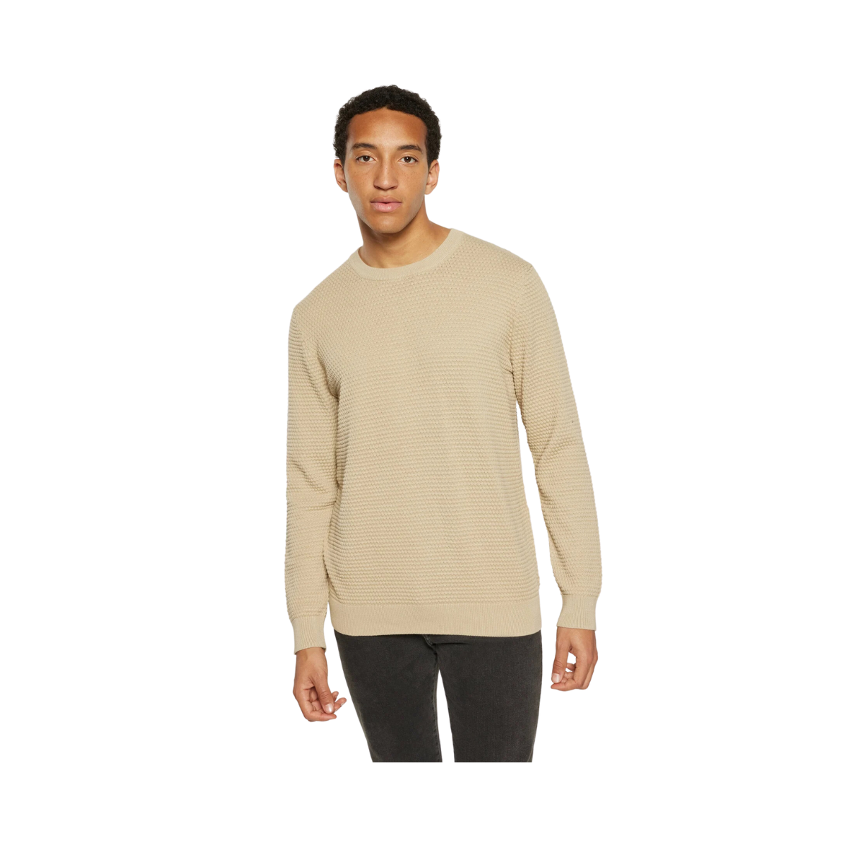 Vagn Reg Bubble Knit Crew Neck - Beige