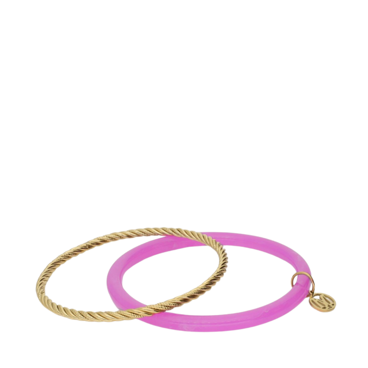 Bangle Set Thin Fuchsia - Gold