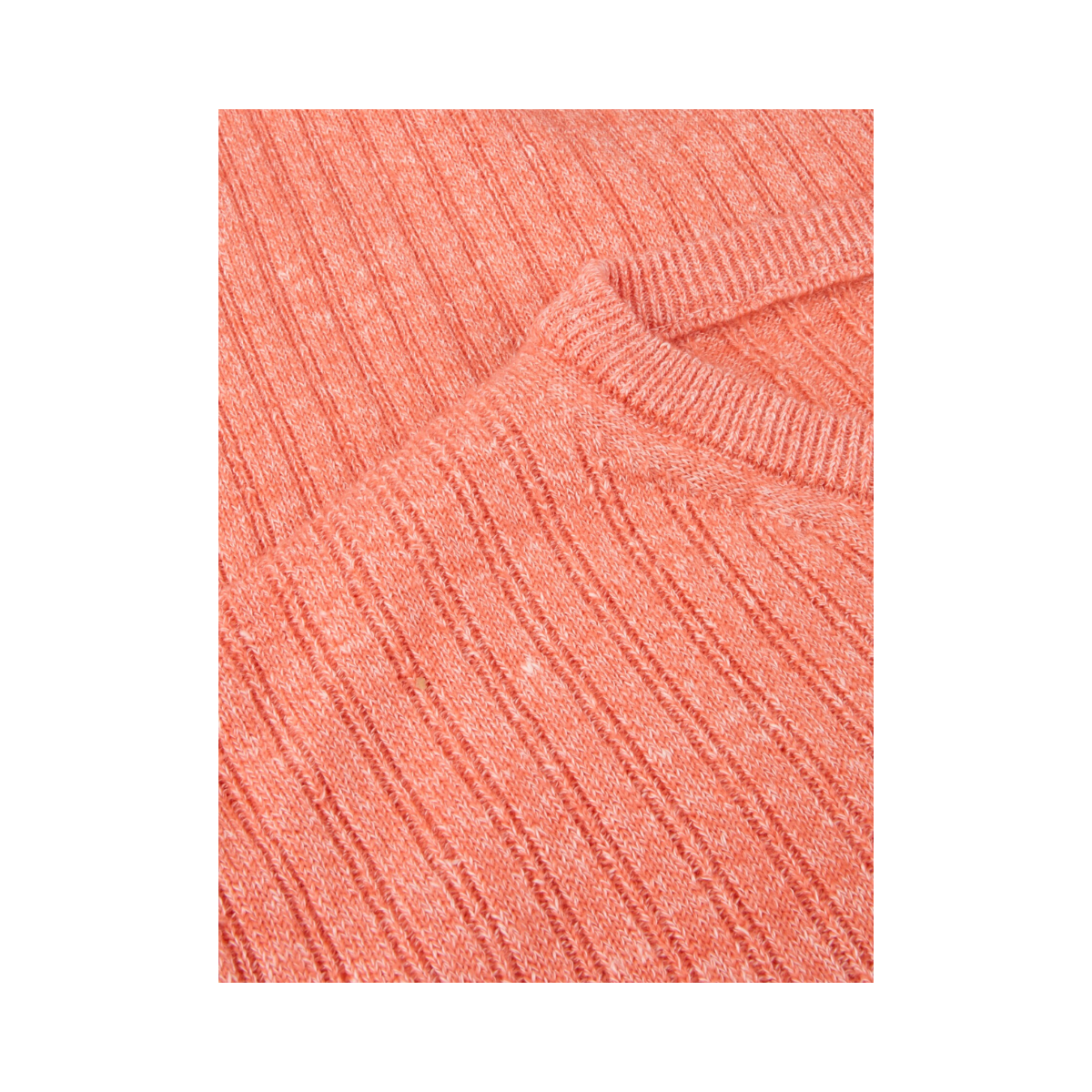 Sweater Knitted Ribbed Linen / Merino Wool - Orange