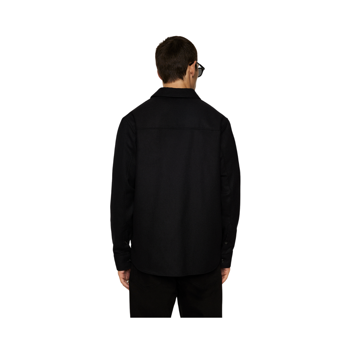 Flat Wool Overshirt - Black