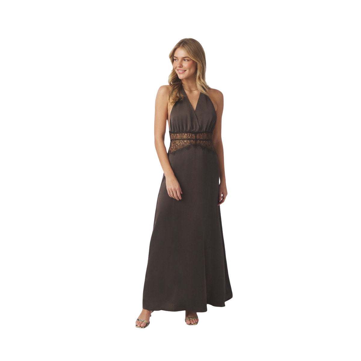 Jasine Heavy Sateen Dress - Dark Brown