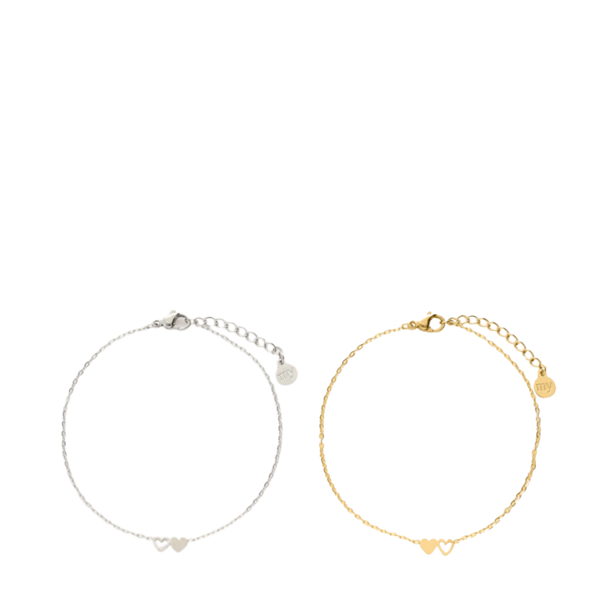 Bracelet set two hearts - Multicolor