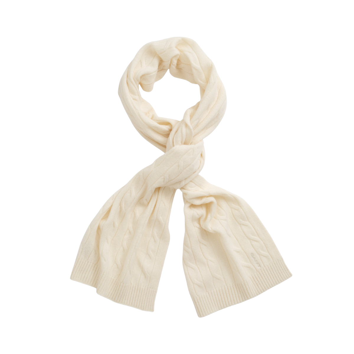 Wool Cable Scarf - Cream