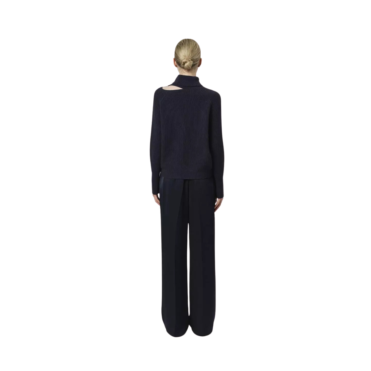 Jules Creased Satin Pants - Navy