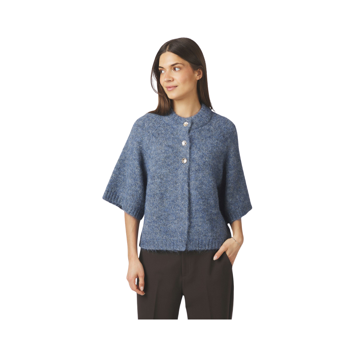 Benuta Fluffy Knit Cardigan - Smokey Blue