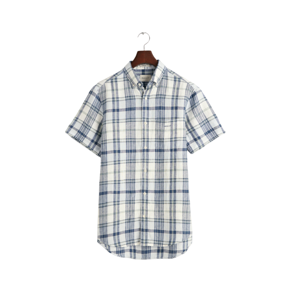 Linen Madras SS Shirt - White