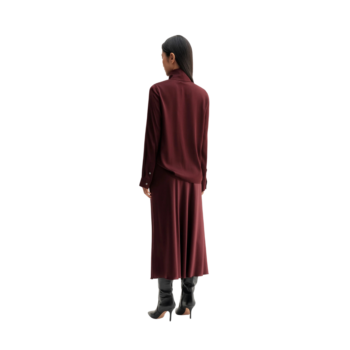Hana Satin Skirt - Burgundy