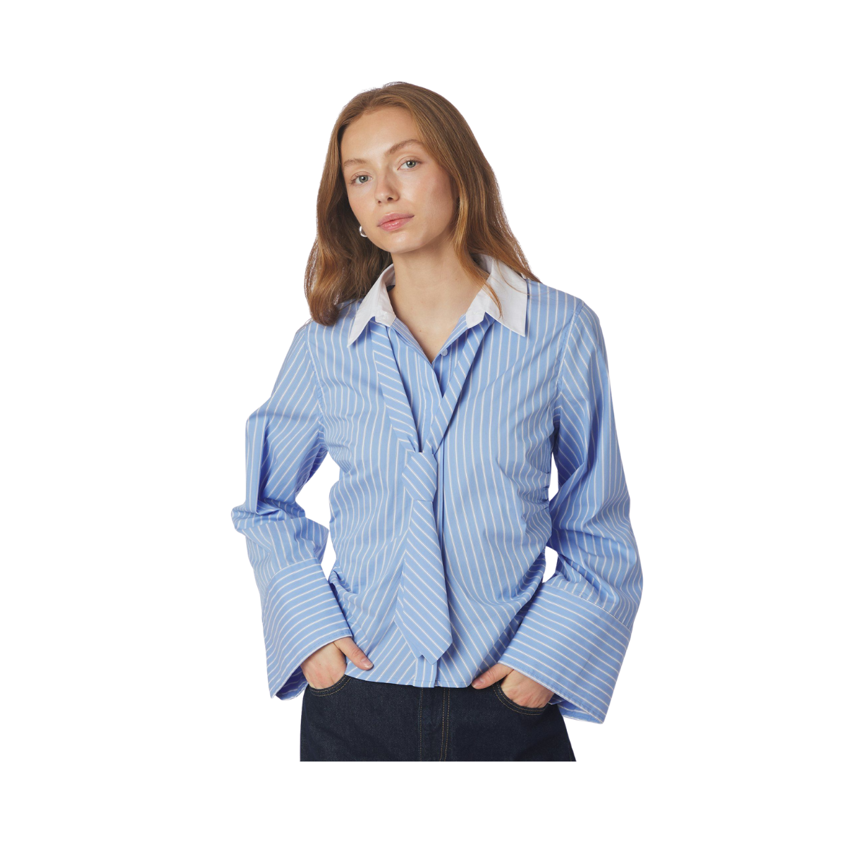 Francesca Stripe Shirt - Light Blue