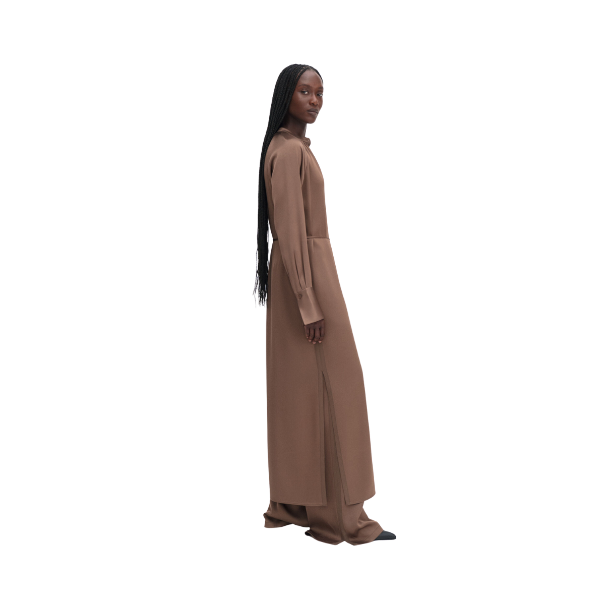 Gathered Raglan Dress - Oak Brown