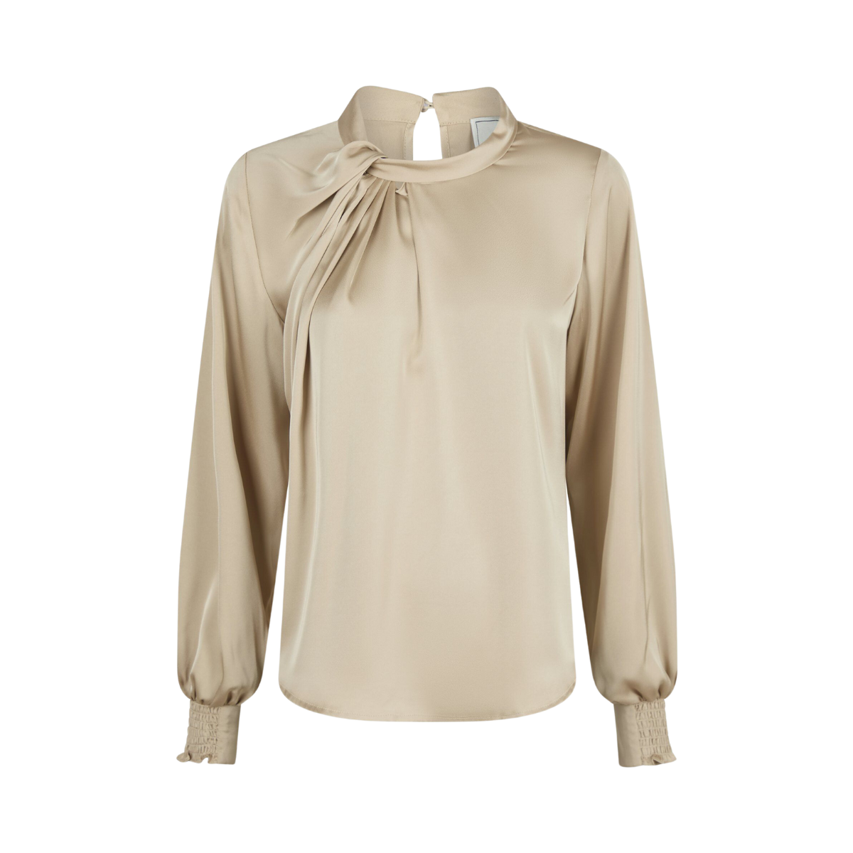 Fairy Drapy Satin Blouse - Beige