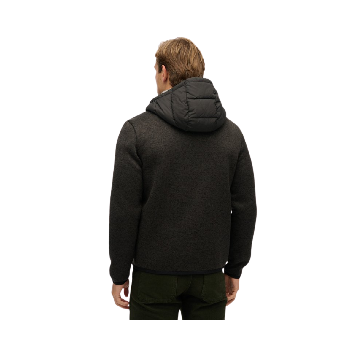 Hooded Storm Knit Hybrid Jacket - AZB Black Marl