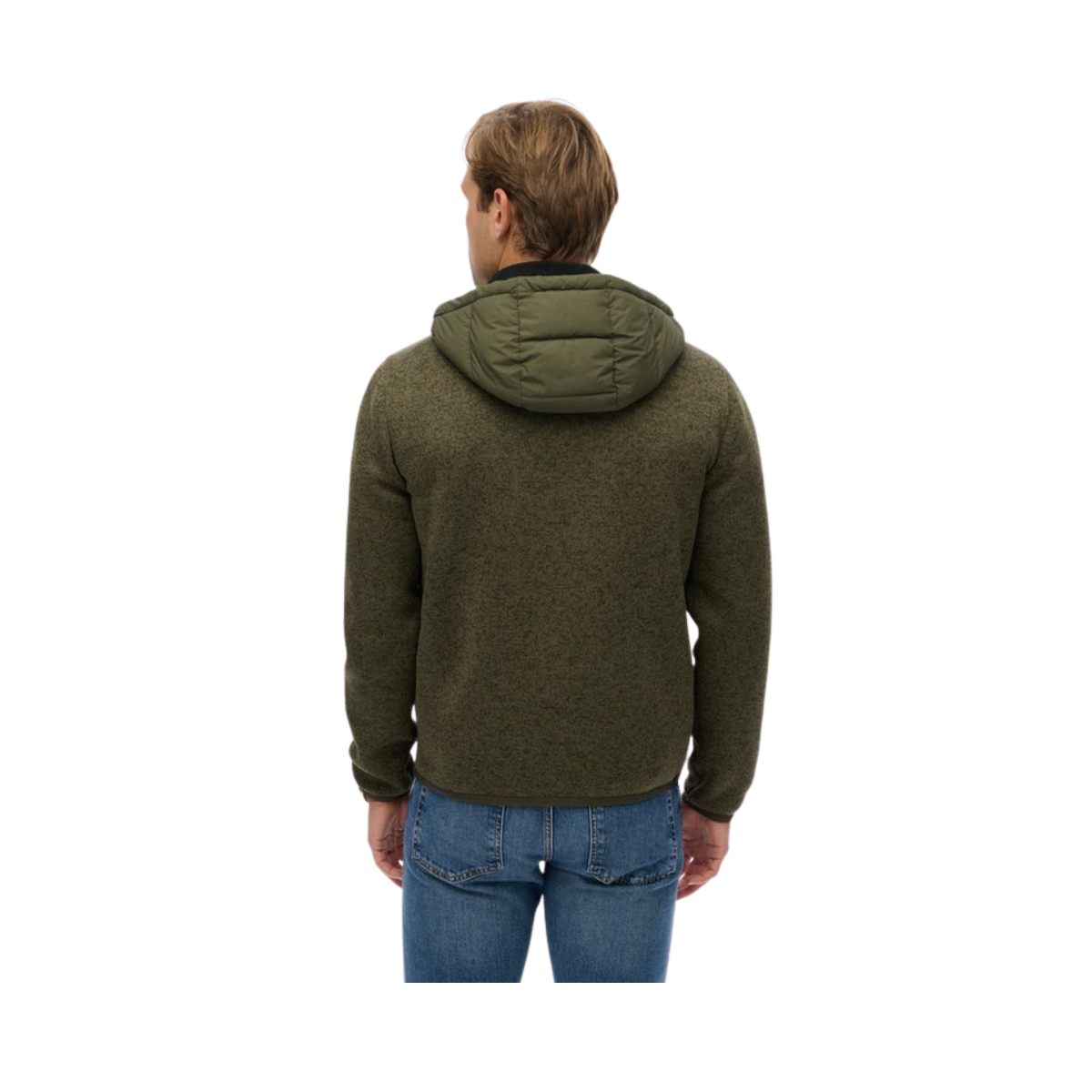 Hooded Storm Knit Hybrid Jacket - B9X Khaki Green Marl