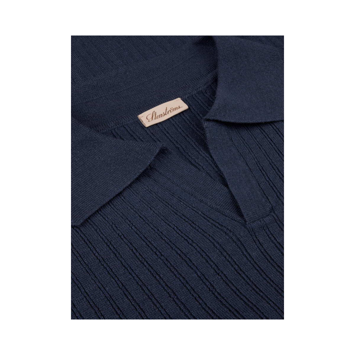 Polo Shirt Knitted Ribbed - Dark Blue