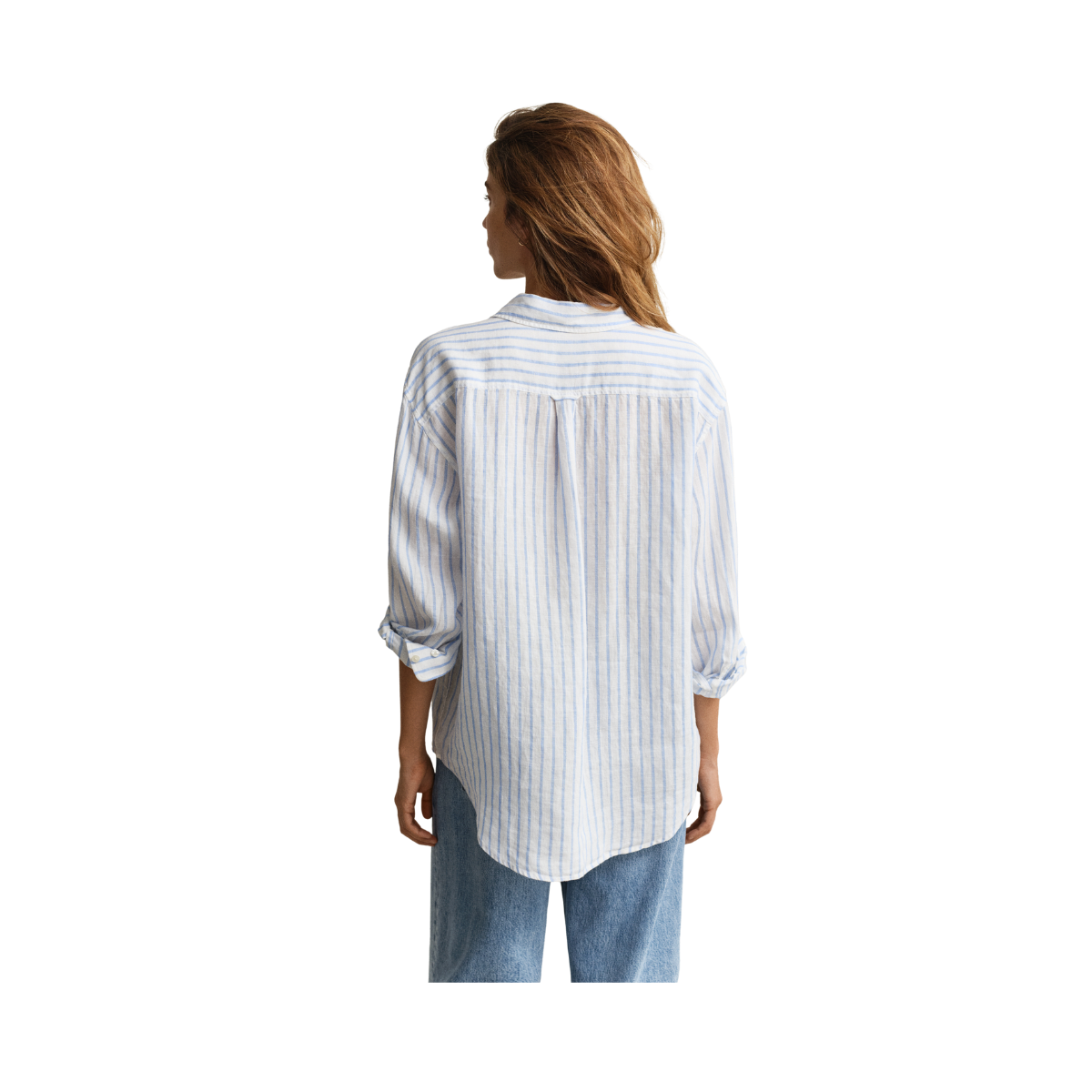 Rel Striped Linen LS Shirt - Hydrangea Blue