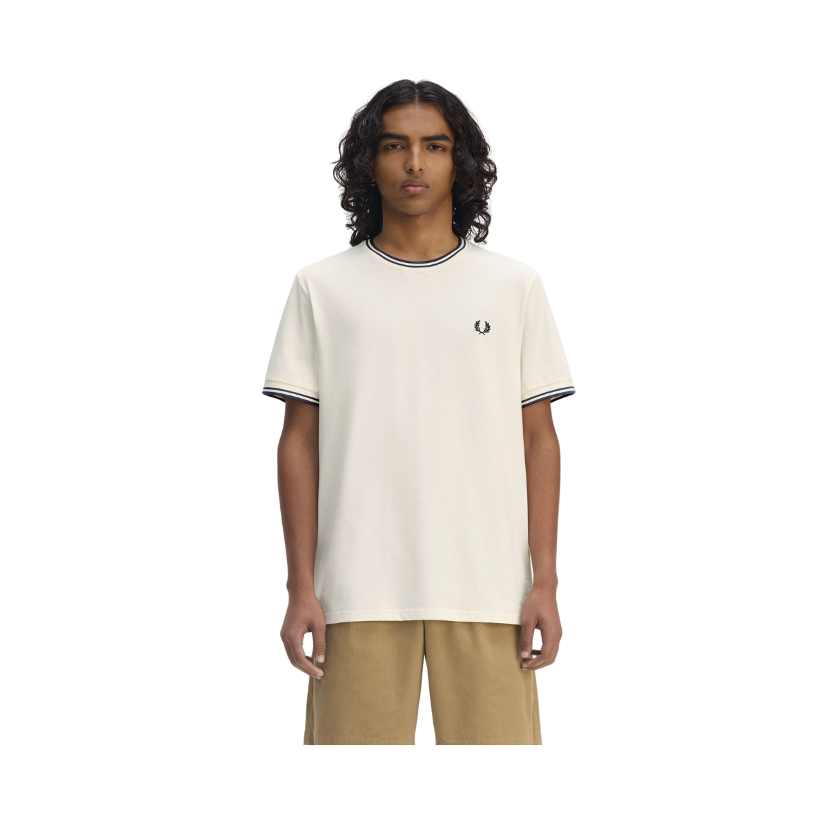 Twin Tipped T-Shirt - Ecru/Tennis Blue
