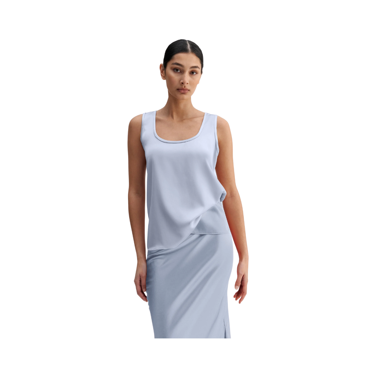 Shiro Satin Tank - Denim Blue