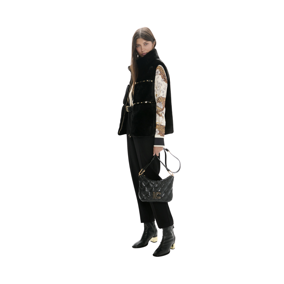 Metallic Detailed Vest - Black